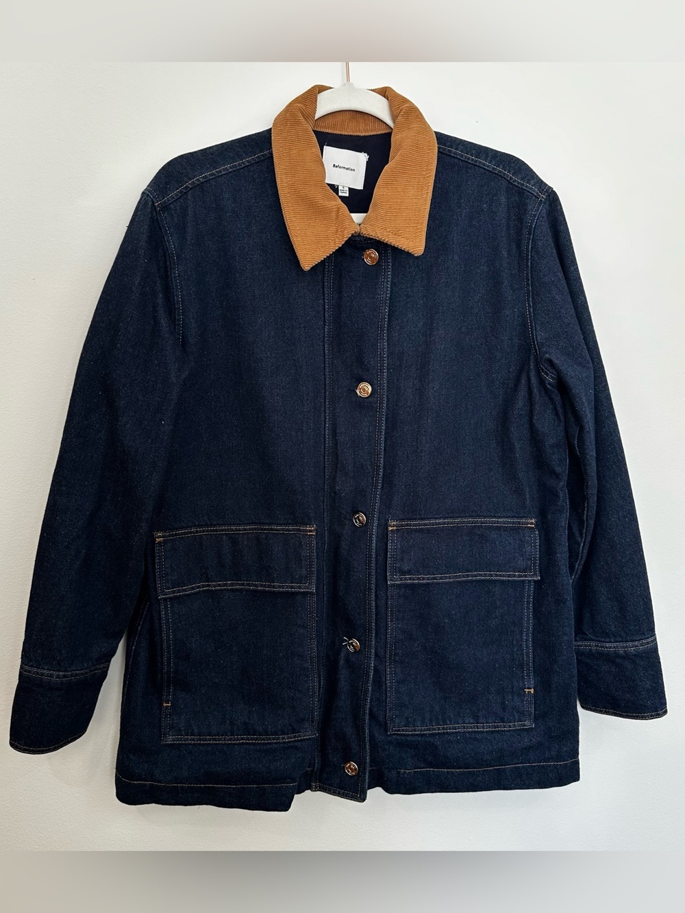 Reformation Archer Denim Jacket Size Small Chore Barn Cotton Coastal Utility